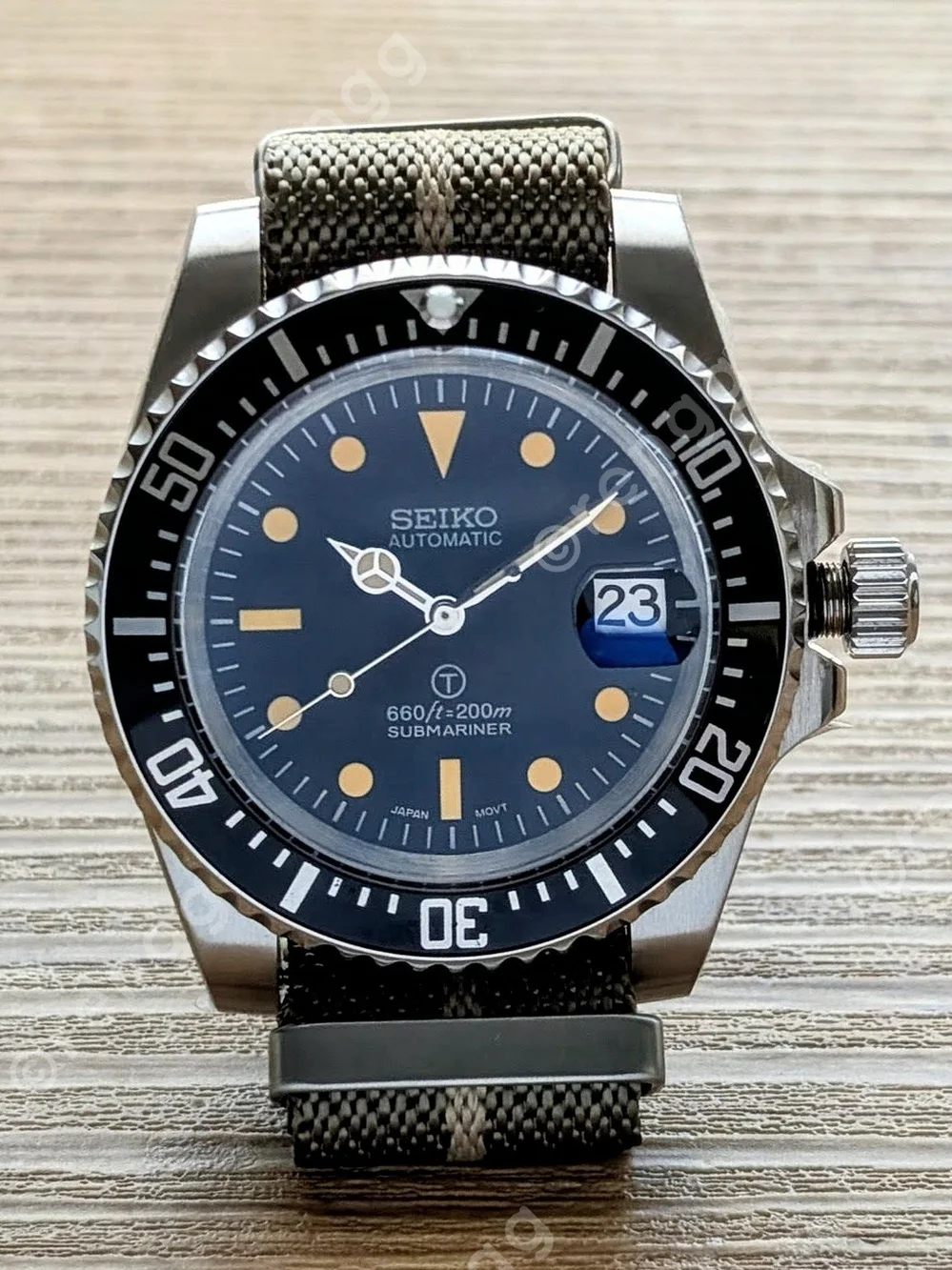 Automatic Vintage Black Seiko 40mm Submariner Dive Mod Watch Sapphire 24jewels - Picture 2 of 10